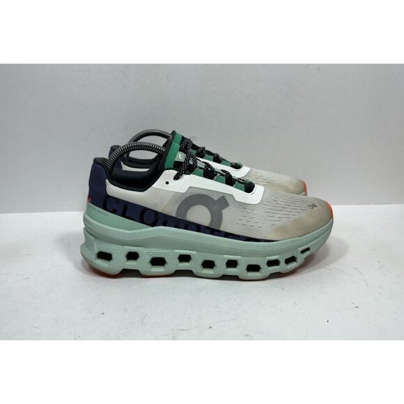 On Cloudmonster Running Shoes Womens Size 9 White Green Mint Helion 61.98241 - Picture 1 of 9